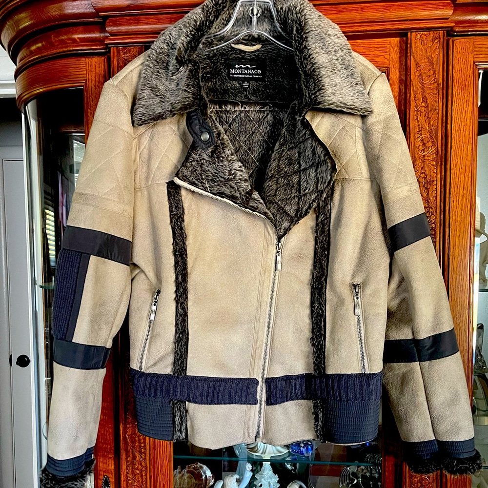 Women’s sued faux-fur leather jacket